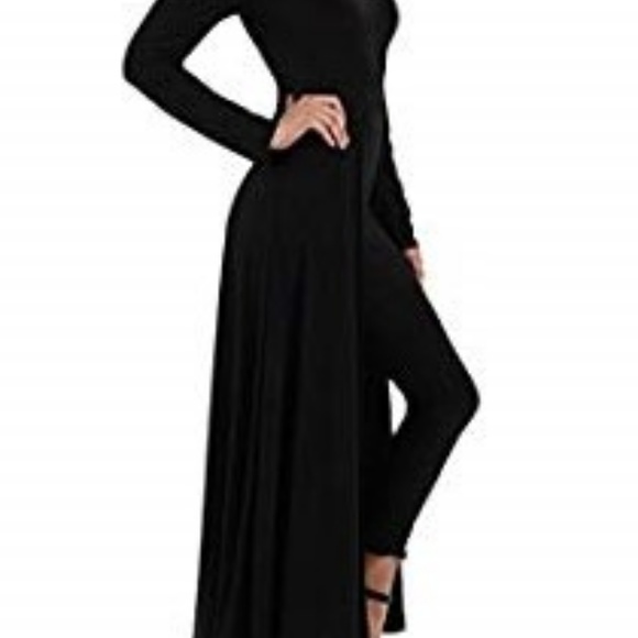 long sleeve jumpsuit with skirt overlay